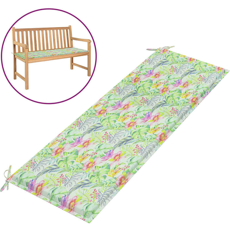 

Cojín para banco de jardín tela estampado de hoja 150x50x4 cm - Multicolor