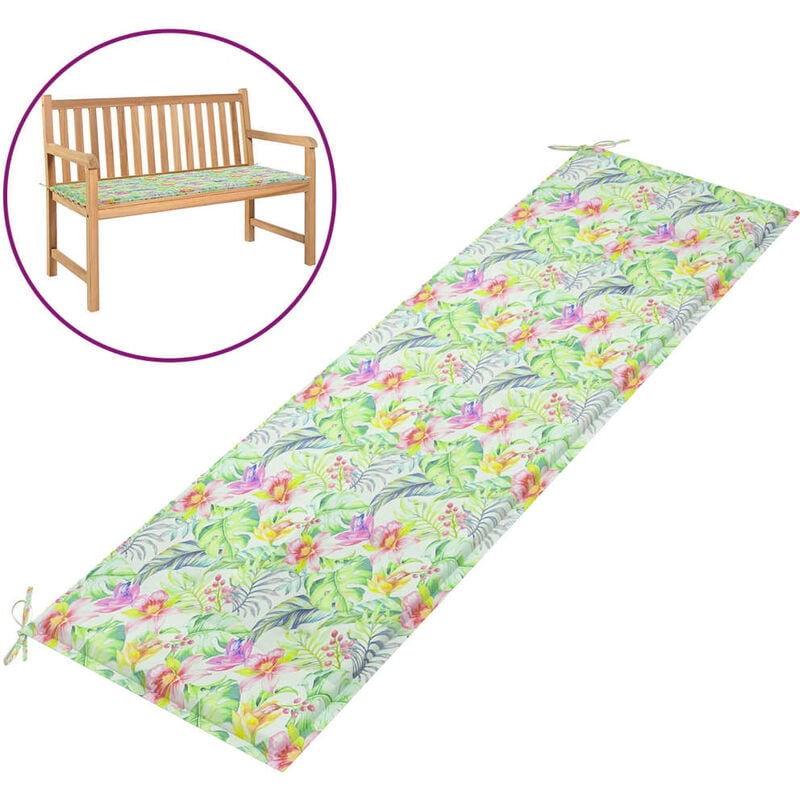 

Cojín para banco de jardín tela estampado de hoja 180x50x4 cm - Multicolor