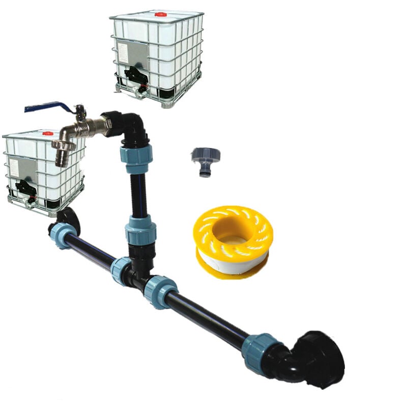 Col de Cygne ibc Adaptateur: avec Sortie Robinet 3/4 Pouce Adaptateur de Réservoir ibc, S60X6 Tonne Baril Raccord Adaptateur pour Jardin Ménage et