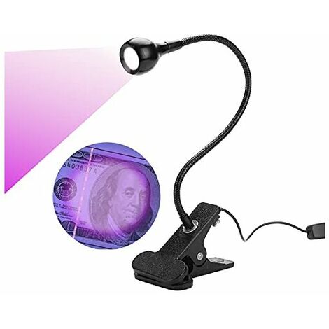 Col de cygne UV LED lumière noire avec clip pour ongles en gel UV et réparation de téléphone portable UV lumière noire 5V entrée USB