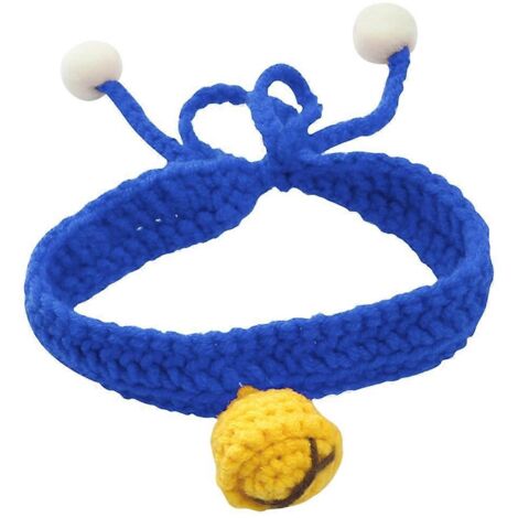 Col en tricot pour chat, collier élastique haute flexibilité avec clochette, accessoire bleu pour chat, taille M, collier de cou élégant et confortable.