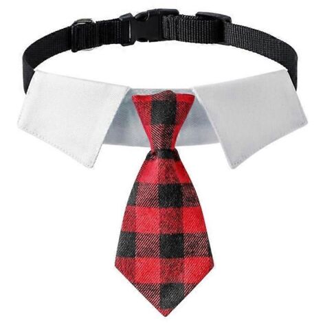 Col pour chat avec nœud papillon, costume de mariage pour chien et chat de petite et moyenne taille, motif écossais rouge et noir.