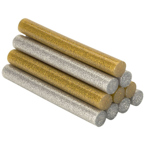 Cola Bars Décoration et Hobby Ø12x95mm Paillettes Or+Argent Blister 12 Unités. 430206 Salki