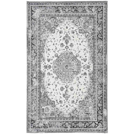 COLABA - Tapis d'Entrée 50x80cm avec Motifs Noir