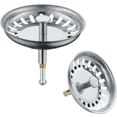 Colador de fregadero de cocina de 79 mm, tapón de acero inoxidable, paquete de 2, antiobstrucción, compatible con la mayoría de fregaderos, mejora la comodidad en la cocina.