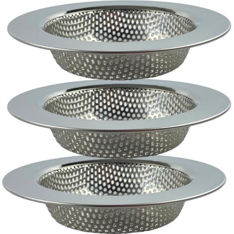 Colador de fregadero Granny's Kitchen (3 unidades) [Diámetro interior: 7,6 cm] - Colador universal de acero inoxidable para cocina/fregadero/ducha/bañera