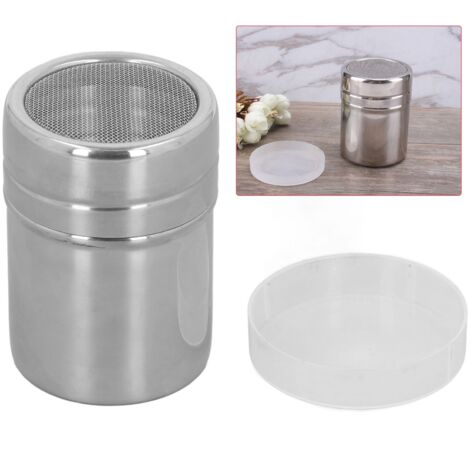 Colador eléctrico para café y cacao en polvo [Artículo: Colador de cocina] + [Material: Acero inoxidable 304] + [Tamaño: Cilindro portátil] + [Descripción: Colador seguro con tapa a prueba de humedad 