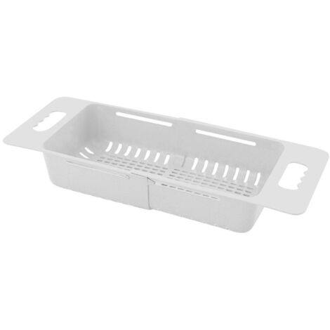Colador para frutas y verduras, escurridor, cesta de drenaje para fregadero, cesta para frutas, colador ajustable para encimera (blanco)