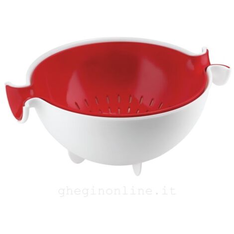 Colador rojo y blanco