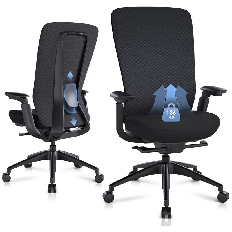 COLAMY Chaise de bureau ergonomique, chaise de bureau réglable en hauteur et en dossier, minimaliste pour le bureau ou à domicile-gris