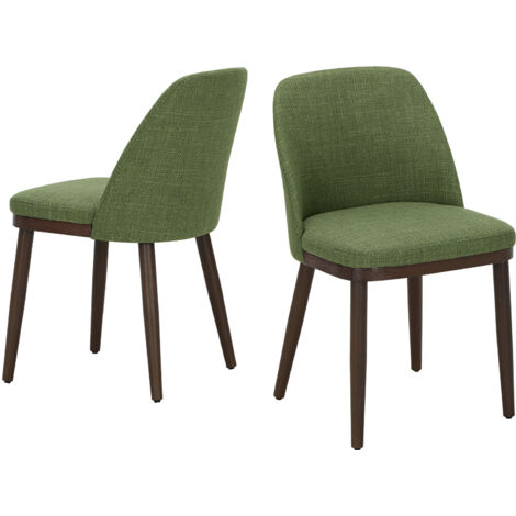 Lot De 2 Chaises Velours Salle à Manger – Vert Élégant, Pieds Métal Effet Bois, Dossier Ergonomique Confortable