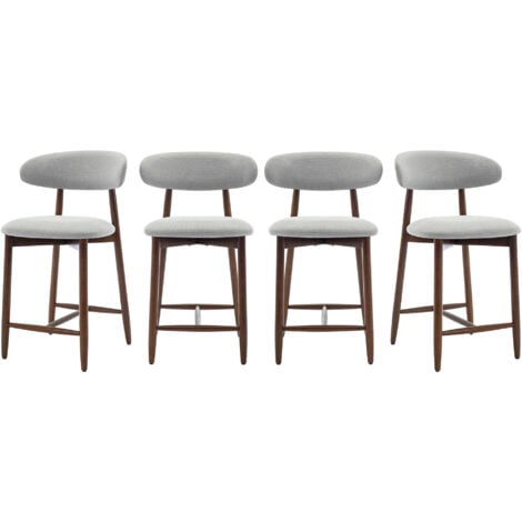 COLAMY Lot de 4 chaises de bar – Tabourets modernes avec dossier haut, assise confortable en tissu, pour comptoir, îlot de cuisine ou salle à manger - gris