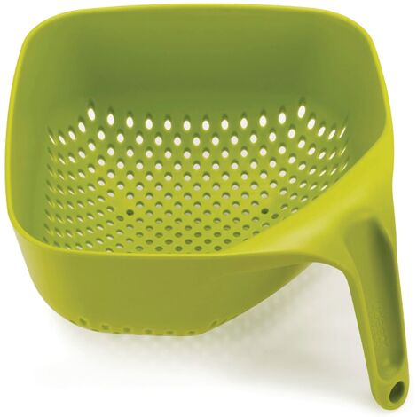 Colapasta quadrato Joseph Joseph de di medie dimensioni, verde, ergonomico, impilabile, con scarico rapido, lavabile in lavastoviglie e privo di BPA.