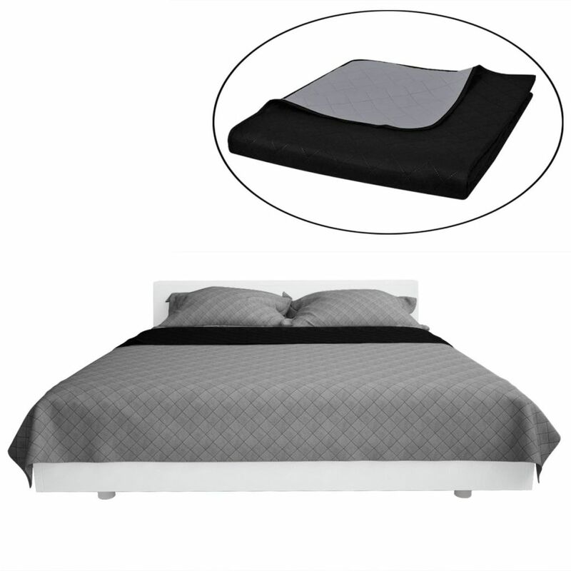 

Colcha acolchada a doble cara, color negro/gris, 220 x 240 cm