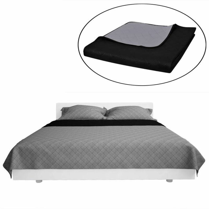 

Colcha acolchada a doble cara, color negro/gris, 230 x 260 cm