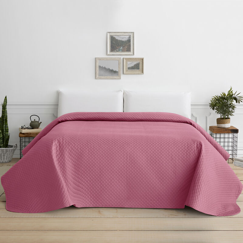 

Colcha Bouti para Cama Verano. Colcha cubre cama acolchada reversible Rombos. Cama 150 - 250 x 260 cm. Color Rosa.