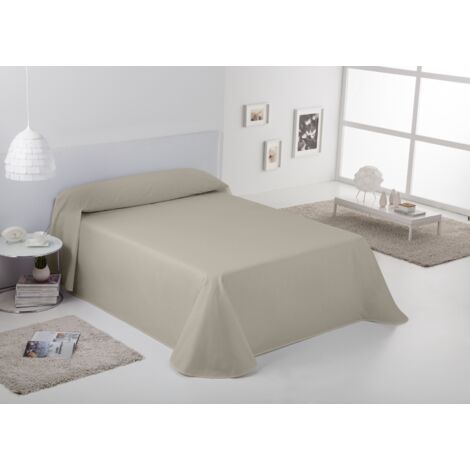 Colcha/Cubrecama RÚSTICO LISOS color Lino - Cama de 135/140 cm. - Hilo tintado - 50% Algodón/30% Poliéster/20% Lino