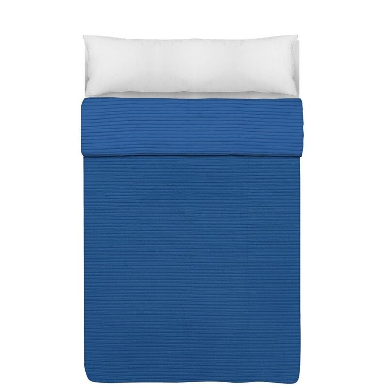 

Colcha de rayas contemporánea azul de microfibra, de 180x260 cm