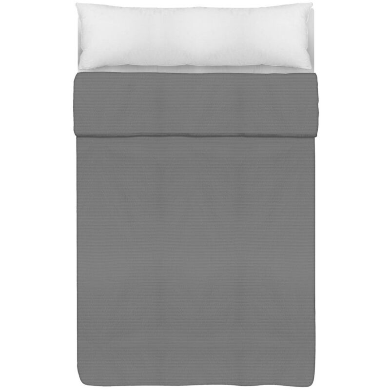 

Colcha gris de rayas clásica de microfibra para cama de 90 cm