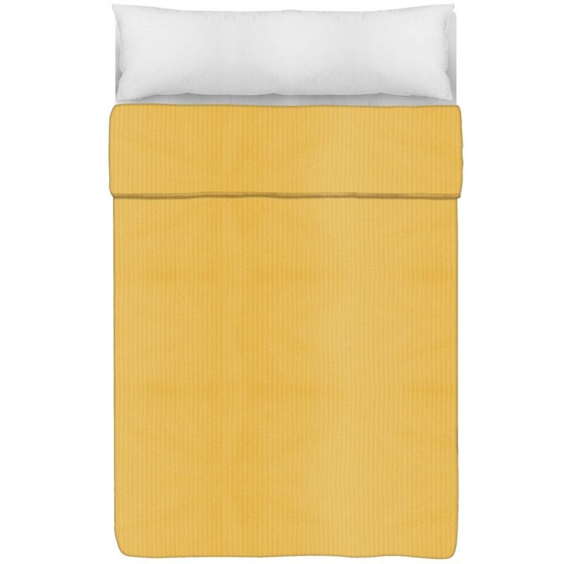 

Colcha mostaza de rayas clásica de microfibra para cama de 90 cm