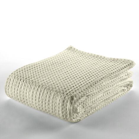 Colcha tejida Banús color Crema. Cama de 105 cm