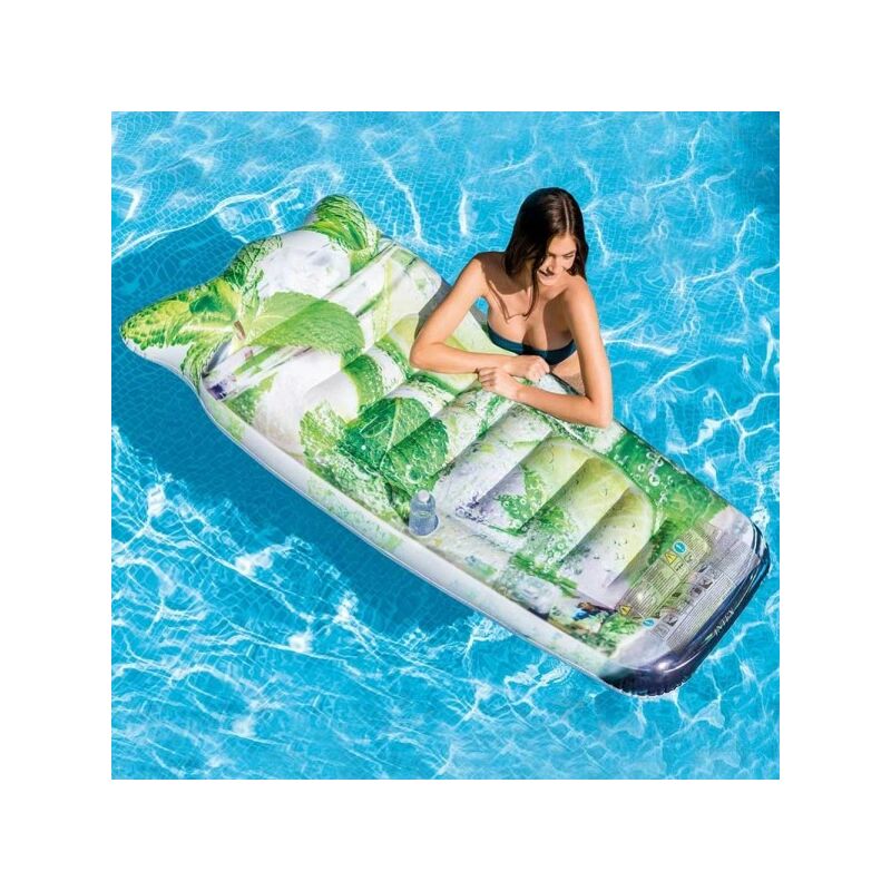 Trade Shop Traesio - Colchoneta Isla Hinchable Con Estampado Pvc Espumoso Piscina Marina 179 X 91 Cm