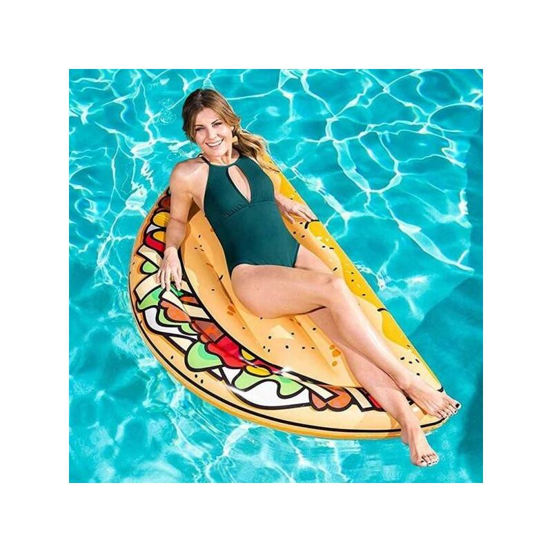 Colchoneta Hinchable Isla Tacos Estampado Pvc Mar Piscina 171 X 89 Cm