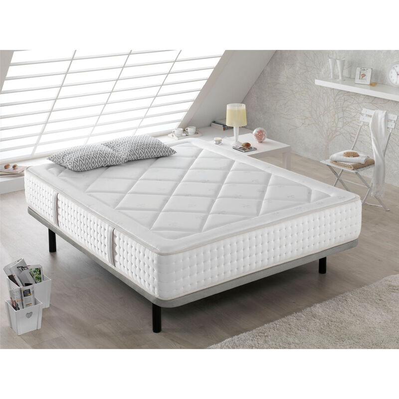 Matratze 150X190 AMELIE + 2 Kissen 70X35 - Hohe 30 cm - H4 - Mittlere Festigkeit,Supermildes Schaum, Bequeme Ruhe DORMALIT