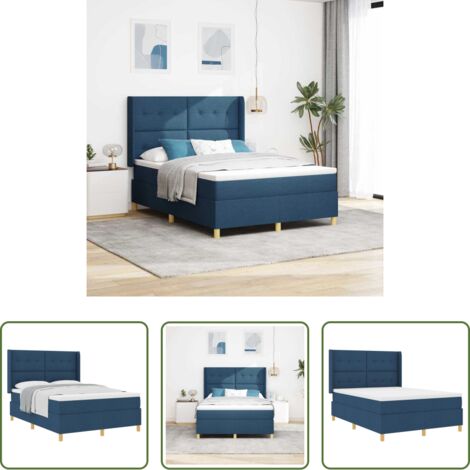 Colchón Azul -  Cama tipo Box Spring con colchón Azul 160 x 200 cm tela