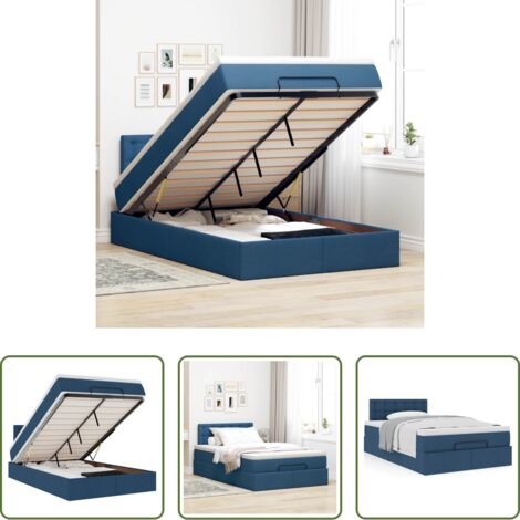 Colchón -  Cama otomana con colchón tela azul 120x200 cm