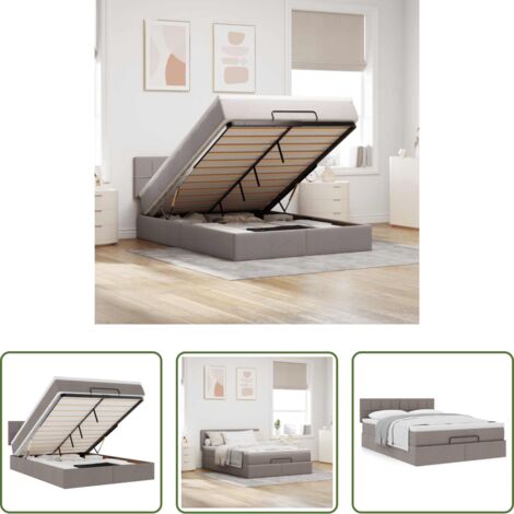 Colchón -  Cama otomana con colchón tela gris pardo 140x190 cm