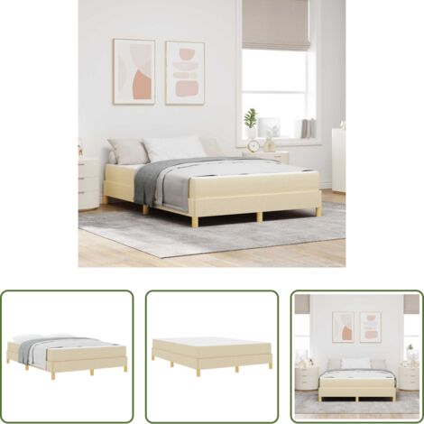 Colchón -  Cama tipo Box Spring con colchón Crema 160 x 200 cm tela