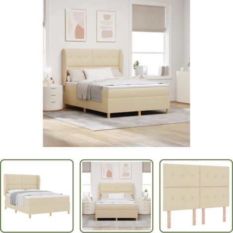 Colchón -  Cama tipo Box Spring con colchón Crema 200 x 160 cm tela