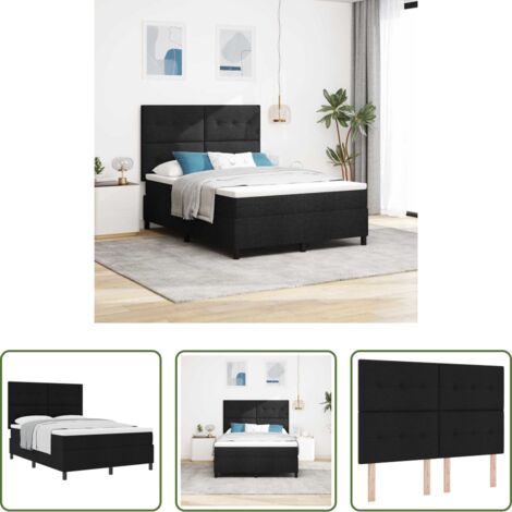 Colchón -  Cama tipo Box Spring con colchón Negro 160 x 200 cm tela