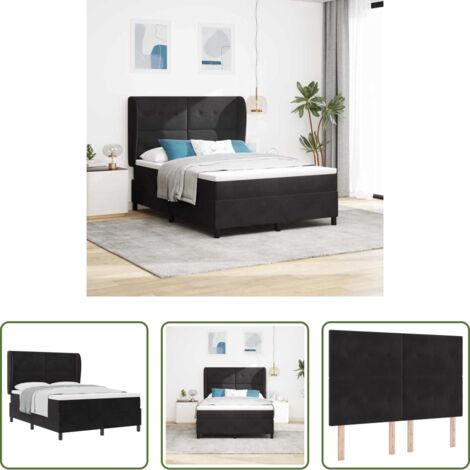 Colchón -  Cama tipo Box Spring con colchón Negro 190 x 140 cm Terciopelo
