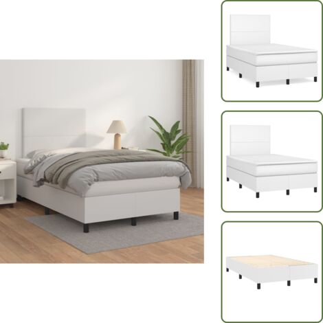 Colchón cuero sintético - vidaXL Cama box spring con colchón cuero sintético blanco 120x200 cm - Cama de muelles ensacados