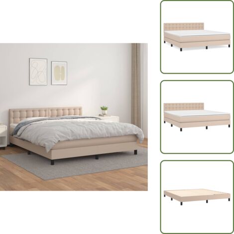 Colchón cuero sintético - vidaXL Cama box spring con colchón cuero sintético capuchino 160x200cm - Cama de muelles ensacados