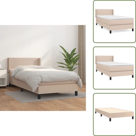 Colchón cuero sintético - vidaXL Cama box spring con colchón cuero sintético capuchino 90x190 cm - Cama de muelles ensacados