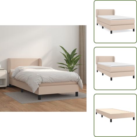Colchón cuero sintético - vidaXL Cama box spring con colchón cuero sintético capuchino 90x190 cm - Cama de muelles ensacados
