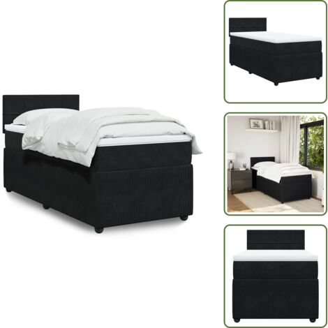 Colchón cuero sintético - vidaXL Cama box spring con colchón cuero sintético negro 90x190 cm - Cama con cabecero