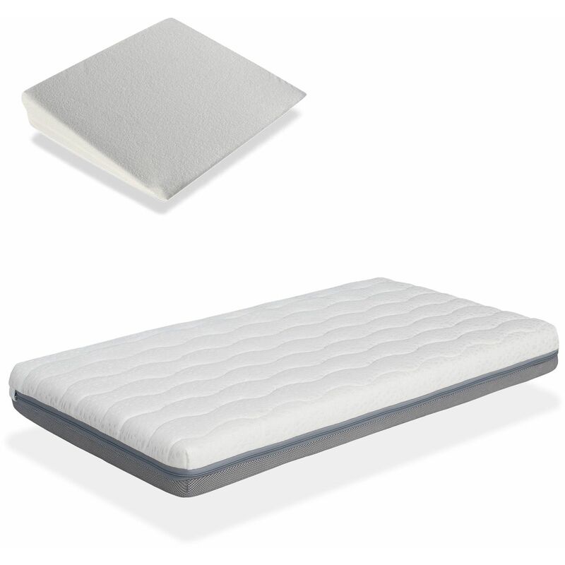 

Colchon de cuna bebe 60X137 KALA +almohada inclinada 15 cm -Altura 11 CM -Desenfundable -espuma viscoelastica doble cara y nucleo perforado