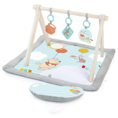 Colchón de actividades Disney, WINNIE THE POOH - BRIGHT STARTS - Once Upon a Tummy Time - Arco de actividades en madera - Azul - Recién nacidos