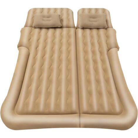 Colchón de aire inflable, colchón, para SUV, coche, móvil, colchón de aire más grueso para viajes, camping, actividades al aire libre, colchón inflable extraíble con 2 almohadas y bomba, beige