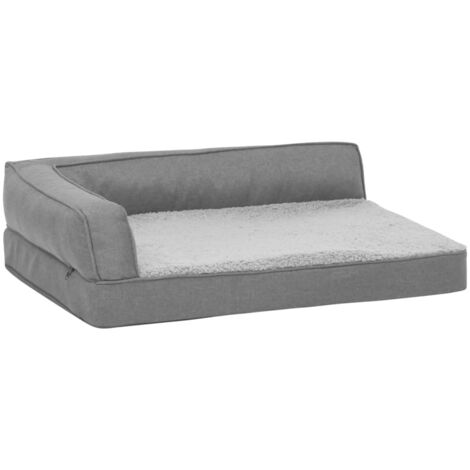 Colchón de cama de perro ergonómico aspecto lino gris 60x42cm vidaXL - Gris