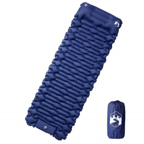 Colchón de camping autoinflable con almohada 1 persona azul