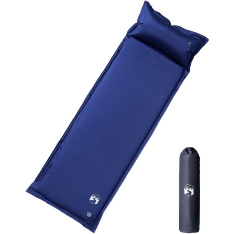 Colchón de camping autoinflable con almohada 1 persona azul vidaXL