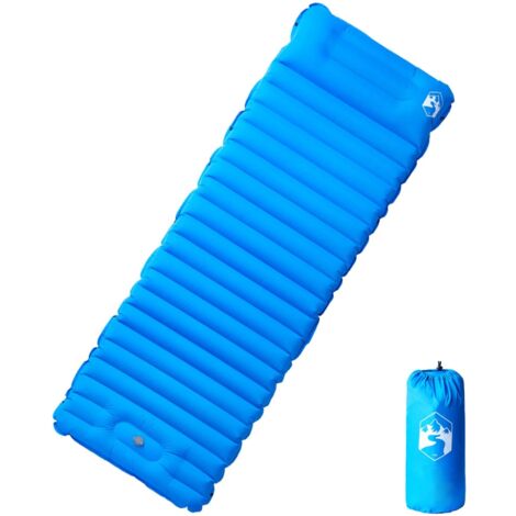 Colchón de camping autoinflable con almohada 1 persona azul vidaXL
