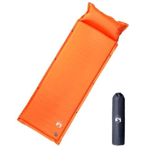 Colchón de camping autoinflable con almohada 1 persona naranja