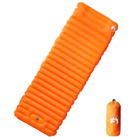 Colchón de camping autoinflable con almohada 1 persona naranja
