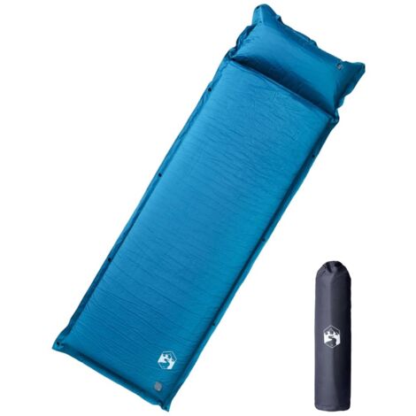 Colchón de camping autoinflable con almohada 1 persona turquesa
